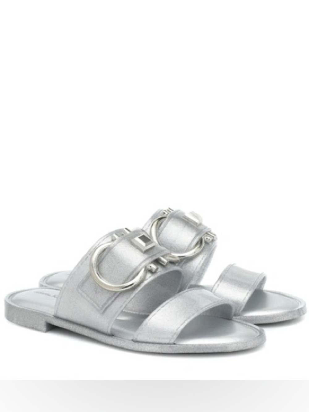 Salvatore Ferragamo Taryn jelly logo slide sandals silver glitter